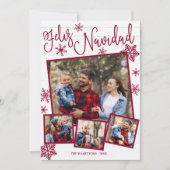 Invitation Feliz Navidad Snowflake Rustic 4 Photos Noël (Devant)