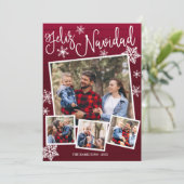 Invitation Feliz Navidad Snowflake Rustic 4 Photos Noël (Debout devant)