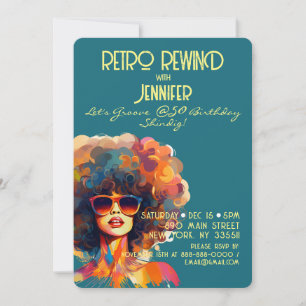 Invitation Female Retro Rewind 50e Anniversaire Shindig Party