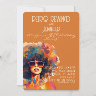 Invitation Female Retro Rewind 50e Anniversaire Shindig Party