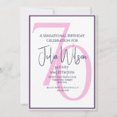 Invitation Féminin Chic Rose 70e Anniversaire (Devant)