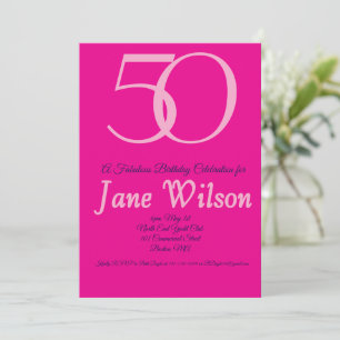 Invitation Féminin Moderne Rose Navy 50ème Anniversaire Fabul