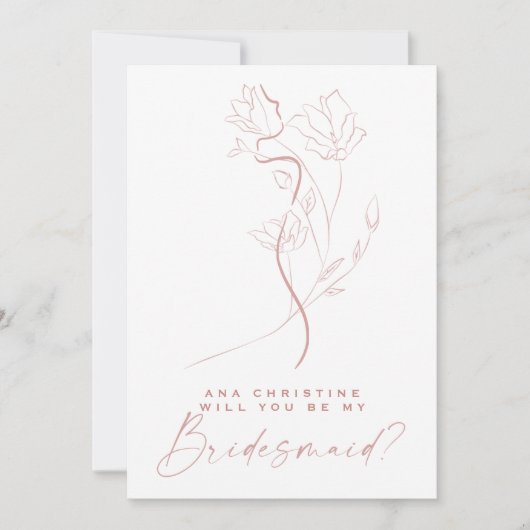 Invitation Feminine Art Blush rose Fleur Bridesmaid Propositi (Devant)
