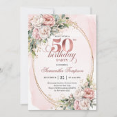 Invitation Feminine Blush Floral 50th Birthday Celebration  (Devant)