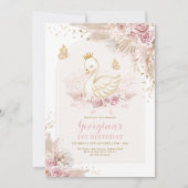 Invitation Feminine Boho Swan Princesse rose Blush Anniversai (Devant)
