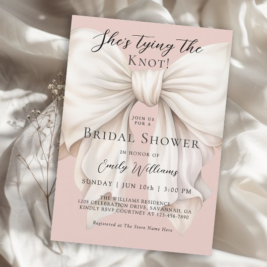 Invitation Feminine Bow She's Tying the Knot Fête des mariées