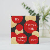 Invitation Feminine Chic Red Parties scintillant Gold fête d' (Debout devant)