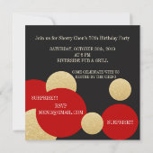 Invitation Feminine Chic Red Parties scintillant Gold fête d' (Dos)