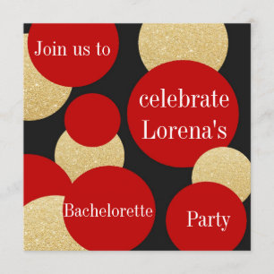 Invitation Feminine Chic Rouge Parties scintillant Gold Bache