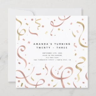 Invitation Feminine Faux Gold Foil Anniversaire adulte modern
