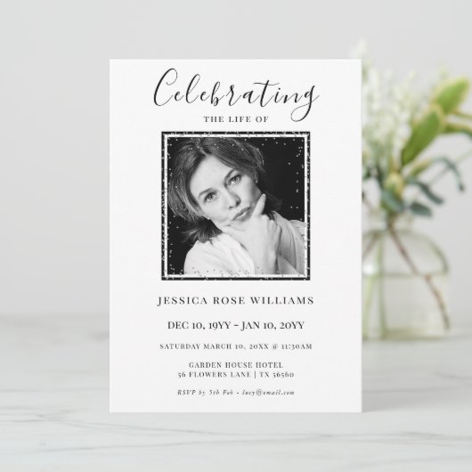 Invitation Feminine Photo "Celebrating The Life Of" (Debout devant)