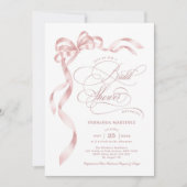 Invitation Feminine rose Bow Ribbon Fête des mariées (Devant)