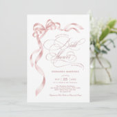 Invitation Feminine rose Bow Ribbon Fête des mariées (Debout devant)