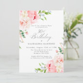 Invitation Feminine Rose Floral 30e anniversaire Surprise Par (Debout devant)