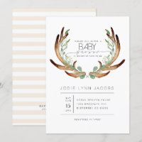 Feminine Russe Antlers | Baby shower aquarelle