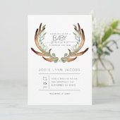 Invitation Feminine Russe Antlers | Baby shower aquarelle (Debout devant)