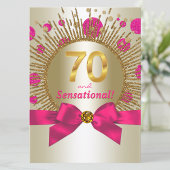Invitation Femme 70e anniversaire Fête Fuchsia Gold