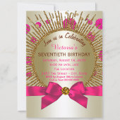 Invitation Femme 70e anniversaire Fête Fuchsia Gold