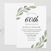 Invitation Femme à feuilles d'aquarelle masculine 60e Invitat (Devant / Derrière)