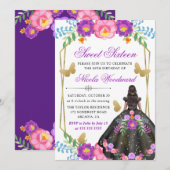 Invitation Femme à peau foncée Mexicaine Robe Florale Douce 1 (Devant / Derrière)