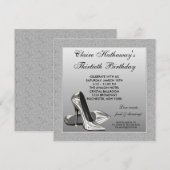 Invitation Femme à talons hauts en argent 30e anniversaire (Devant / Derrière)