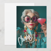 Invitation Femme Âgée Glamour audacieuse mode de luxe (Devant / Derrière)