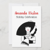 Invitation Femme Art Déco En Gros Gants Casquettes RL Noël No (Devant)