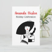 Invitation Femme Art Déco En Gros Gants Casquettes RL Noël No (Debout devant)