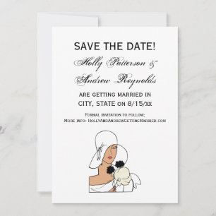 Invitation Femme Art Déco Vintage avec Fleurs Portant un Chap
