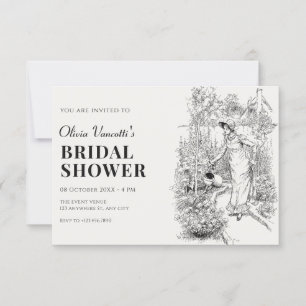Invitation Femme au jardin pour une baby shower