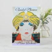 INVITATION FEMME AU TURBAN ORIENTAL JAUNE RECEPTION DE MARIAG (Debout devant)