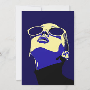 Invitation Femme audacieuse de l'art pop avec des lunettes de