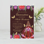 Invitation Femme aux cheveux rouges en robe florale mexicaine (Debout devant)