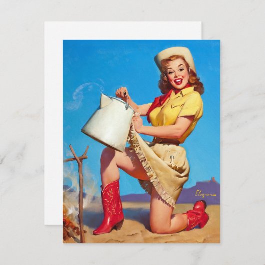 Invitation Femme avec épingle à café (Devant / Derrière)