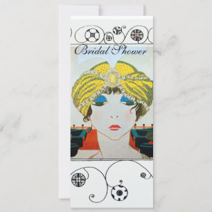 INVITATION FEMME AVEC TURBAN ORIENTAL JAUNE DOUCHE DE MARIÉE