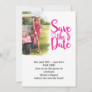 Invitation Femme célibataire de golf joue au golf