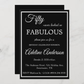 Invitation Femme Cinquante ans et Incroyable Noir et Blanc 50 (Devant / Derrière)