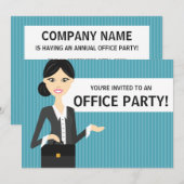 Invitation Femme d'affaires mignonne avec la partie de bureau (Devant / Derrière)
