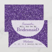 Invitation Femme de chambre de la Parties scintillant violett (Devant / Derrière)