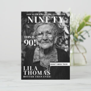 Invitation Femme de couverture de magazine pour 90e anniversa