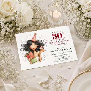 Invitation Femme de dessin animé drôle 30e anniversaire borde