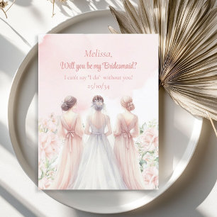 Invitation Femme de mariée rose à l'eucalyptus rose doux