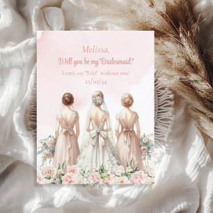 Invitation Femme de mariée rose à l'eucalyptus rose doux