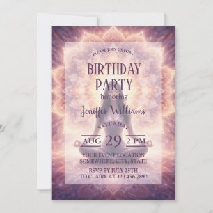 Invitation Femme de méditation mandala lumineuse Nom personna