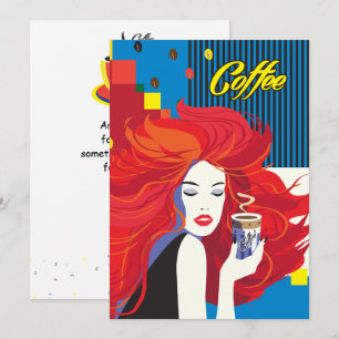 Invitation "Femme de mode magnifique avec tasse de café" Pop 