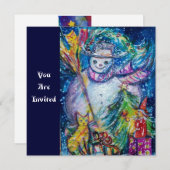 Invitation FEMME DE NEIGE AVEC JOUETS, Fête de Noël (Devant / Derrière)