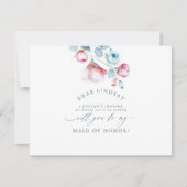 Invitation Femme d'honneur Dusty Blue Floral (Devant)