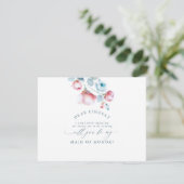 Invitation Femme d'honneur Dusty Blue Floral (Debout devant)
