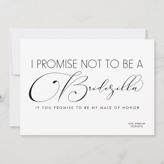 Invitation Femme d'honneur / Femme d'honneur BRIDEZILLA (Devant)