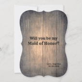 Invitation Femme d'honneur rustique amusante / La servante d' (Dos)